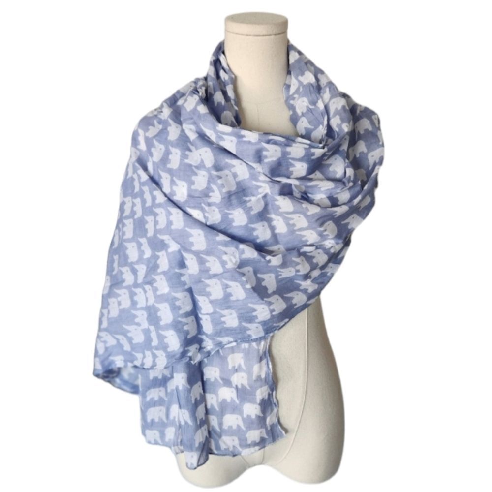 Shruti blue and white elephant print scarf